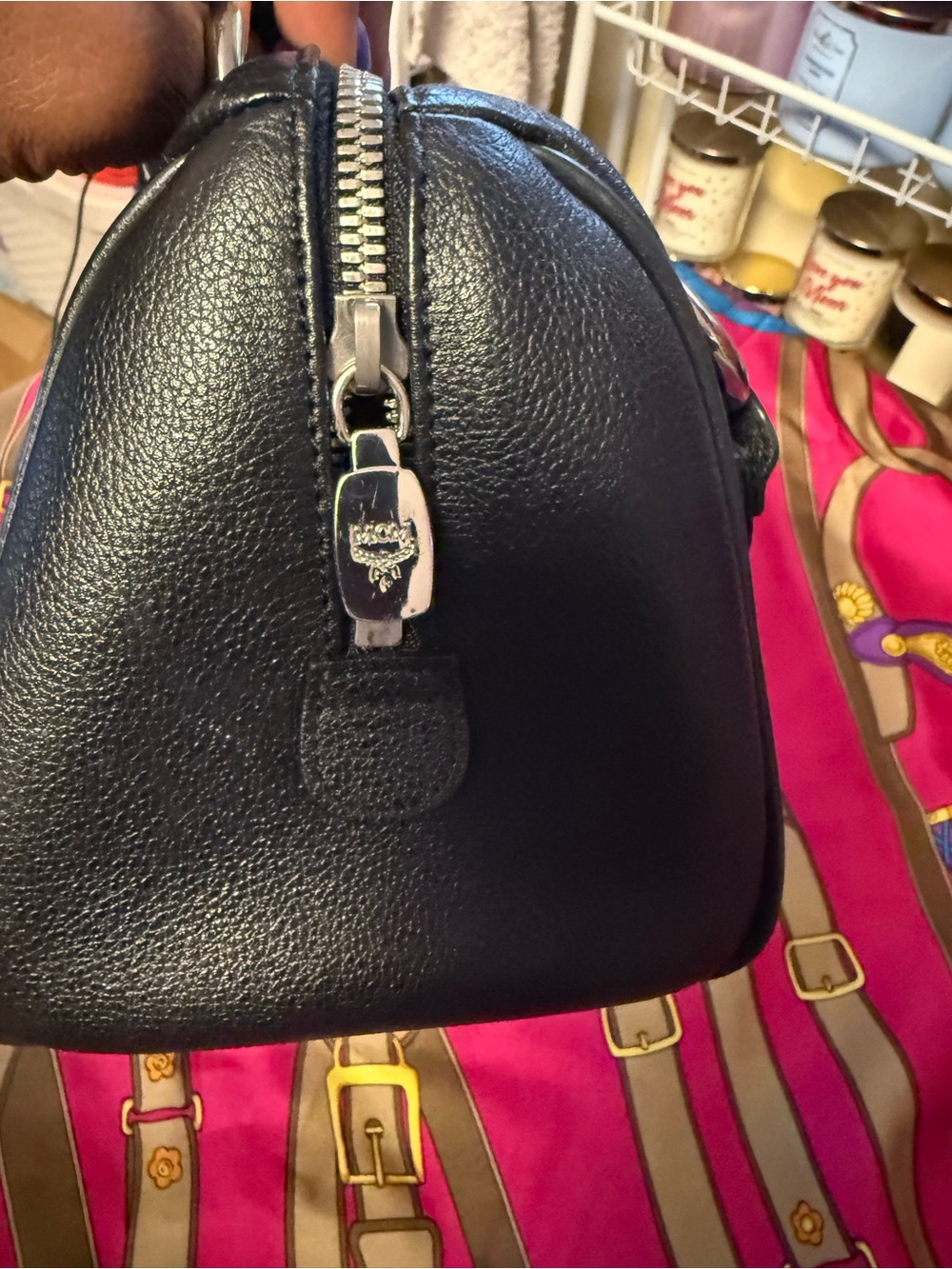 MCM Authentic Black Pebbled Leather Boston Satchel – Silver Hardware - Picture 4 of 16